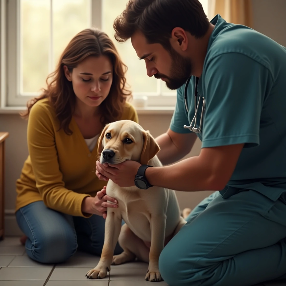 Arzt_und_Person_mit_Hund